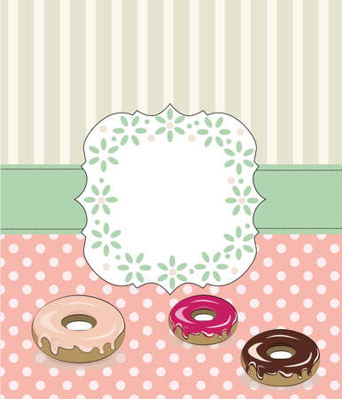 Birthday lace Card and donuts design. Vectorのイラスト素材