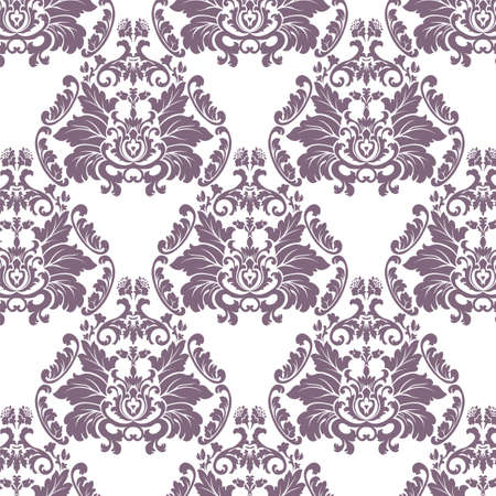 Vector Baroque floral lily Damask ornament pattern element. Elegant luxury texture for textile, fabrics or wallpapers backgrounds. Lavender color ornamentのイラスト素材