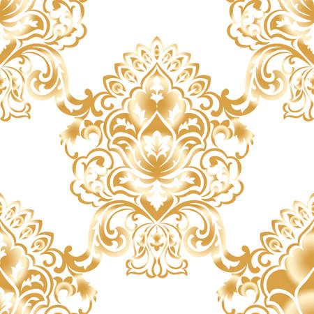 Vector Classic Baroque floral damask pattern background. Luxury classic floral damask ornament, royal Victorian vintage texture for wallpapers, textile, fabric. Taupe colorのイラスト素材