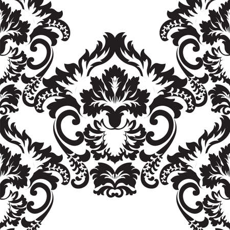 Vector floral damask pattern background. Luxury classic floral damask ornament, royal Victorian vintage texture for wallpapers, textile, fabric. Black Floral elementのイラスト素材