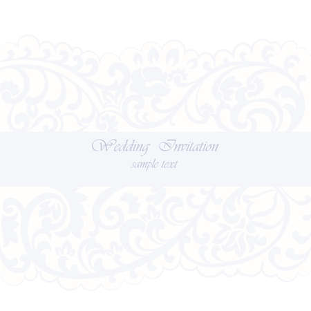 Vintage Wedding Invitation card with delicate lace ornament. Serenity color. Vectorのイラスト素材