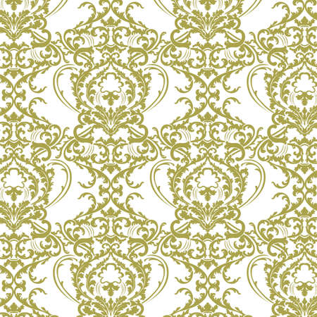 Vector Baroque floral lily Damask ornament pattern element. Elegant luxury texture for textile, fabrics or wallpapers backgrounds. Green lint color ornamentのイラスト素材