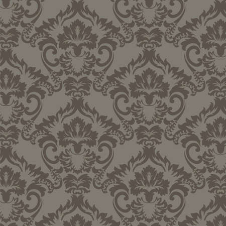 Vintage Classic Rococo Floral ornament damask pattern. Elegant luxury texture for wallpapers, backgrounds and invitation cards. Dark brown color. Vectorのイラスト素材