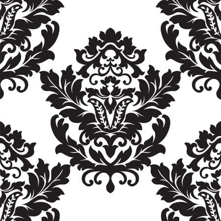 Vector floral damask pattern background. Luxury classic floral damask ornament, royal Victorian vintage texture for wallpapers, textile, fabric. Black Floral elementのイラスト素材