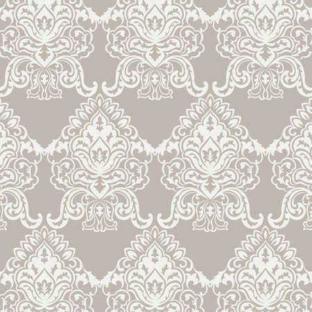 Vector Classic Baroque floral damask pattern background. Luxury classic floral damask ornament, royal Victorian vintage texture for wallpapers, textile, fabric. Taupe colorのイラスト素材