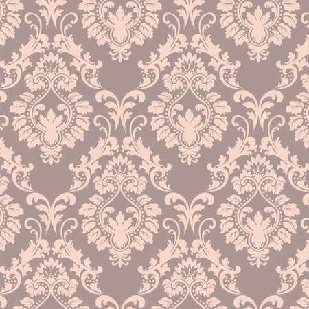 Vector Baroque floral Damask ornament pattern element. Elegant luxury texture for textile, fabrics or wallpapers backgrounds. Rose quartz colorのイラスト素材
