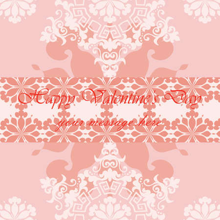 Valentine's day card with floral lace ornaments. Vectorのイラスト素材