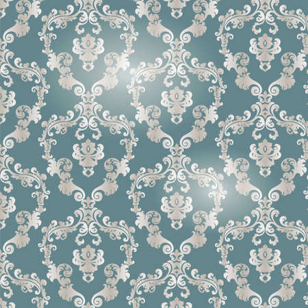 Damask luxury ornament pattern with lights, in green color. Vectorのイラスト素材