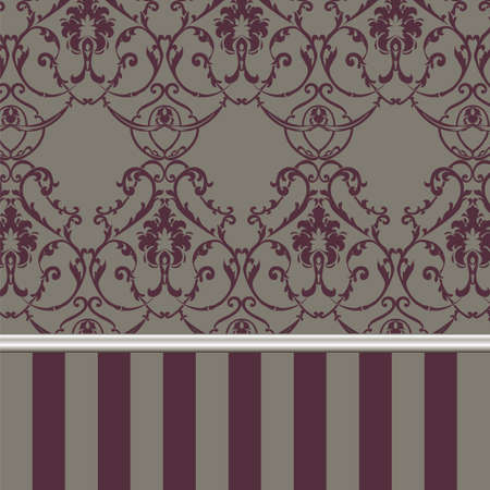 Vector floral damask ornament pattern. Molding Border and stripes. Elegant luxury texture for textile, fabrics or wallpapers backgrounds.のイラスト素材