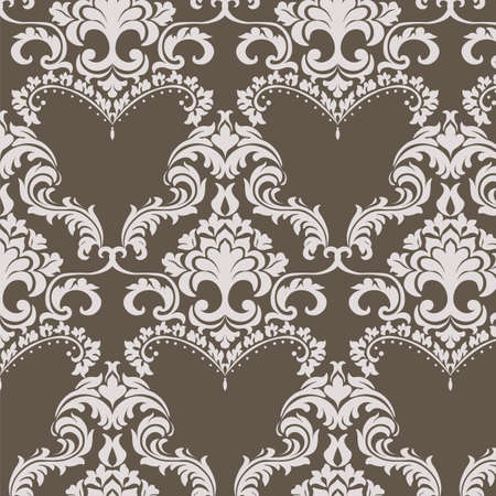 Vector Vintage Damask Pattern ornament in Classic style. Ornate floral element for fabric, textile, design, wedding invitations, greeting cards, wallpaper. Brown colorのイラスト素材