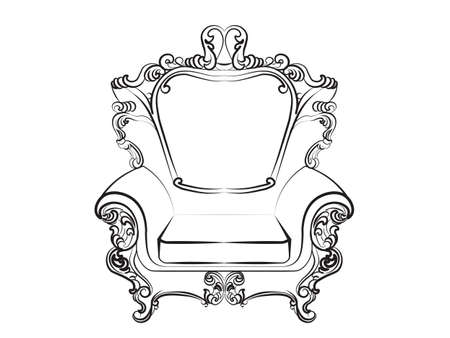 Royal Imperial Armchair in Rococo style with damask luxurious ornaments. Vectorのイラスト素材