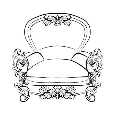 Royal Imperial Armchair in Rococo style with damask luxurious ornaments. Vectorのイラスト素材