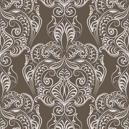 Vector floral lace pattern in Oriental style. Ornamental lace pattern for wedding invitations, greeting cards, wallpaper, backgrounds, fabrics, textile. Traditional decor. Gray stone colorのイラスト素材