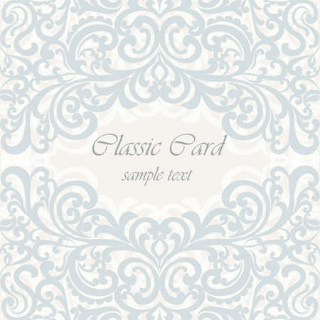 Wedding Invitation card with lace ornament. Opal green color. Vectorのイラスト素材