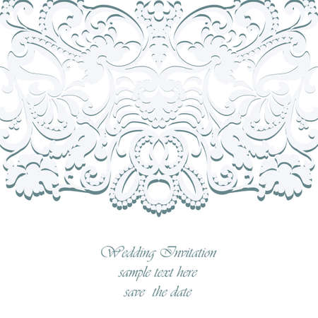 Vector Vintage Classic Wedding Invitation card Imperial style. Floral ornament background for design, wedding invitations, greeting cards, wallpaper. Serenity blue colorのイラスト素材
