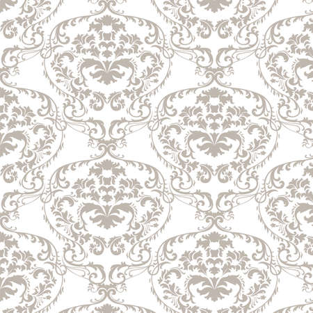 Vector baroque damask delicate ornament pattern. Elegant luxury texture for textile, fabrics or wallpapers backgrounds. Taupe colorのイラスト素材