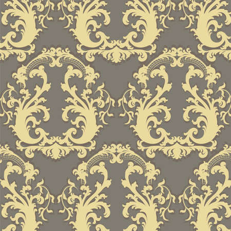 Vintage Vector Floral Baroque ornament damask pattern. Elegant luxury texture for texture, fabric, wallpapers, backgrounds and invitation cards.のイラスト素材