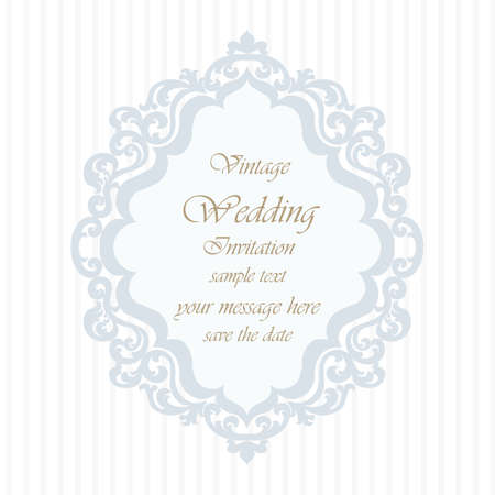 Wedding Invitation card with lace ornament. Blue serenity color. Vectorのイラスト素材