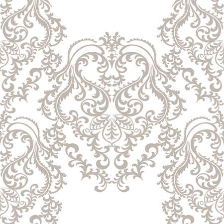 Vector Baroque floral damask ornament pattern. Elegant luxury texture for textile, fabrics or wallpapers backgrounds. taupe colorのイラスト素材