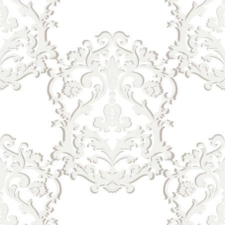 Vector Baroque damask ornament pattern element. Elegant luxury texture for textile, fabrics or wallpapers backgrounds. White cloud colorのイラスト素材