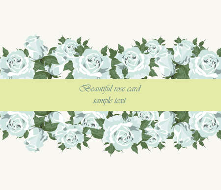 Blue Roses Vintage Invitation card dotted. Delicate Illustration border of watercolor rose flowers for wedding, greeting cards, Valentine's day, birthday.. Pastel cream and serenity blue colorのイラスト素材