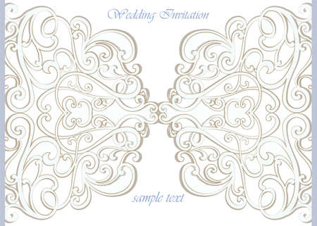 Vector invitation card ornamental lace with damask elements. Elegant lacy feather decoration, greeting card, wedding invitation or announcement, template. Vectorのイラスト素材