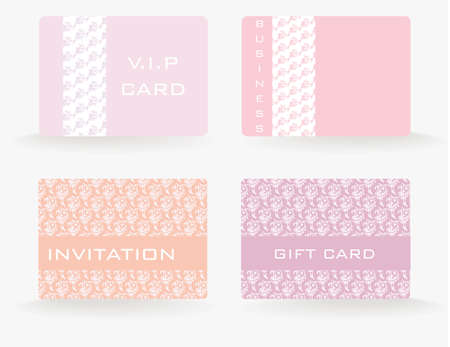 Vintage flower ornament cards set. Vectorのイラスト素材