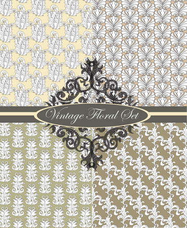 Vintage set of floral ornaments. Vectorのイラスト素材
