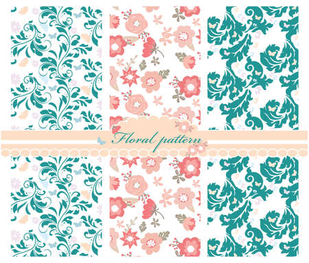 Spring colorful flowers pattern set background. Design for invitation cards, wedding ceremony decor, wallpapers, textile, fabric, textures, web. Vectorのイラスト素材