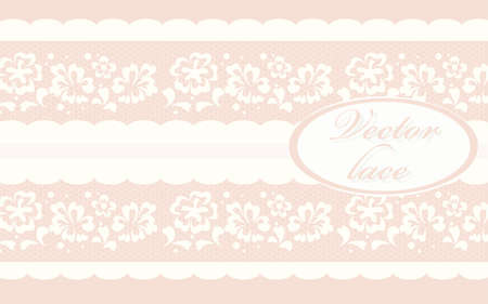 Invitation card with delicate crochet lace round ornament in rose quartz. Vectorのイラスト素材