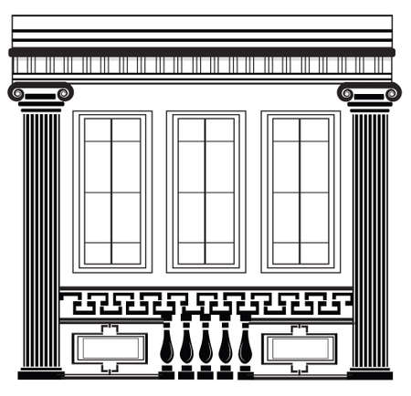 Architectural Classic House facade with Corinthian columns. High detailed architecture frontal viewのイラスト素材