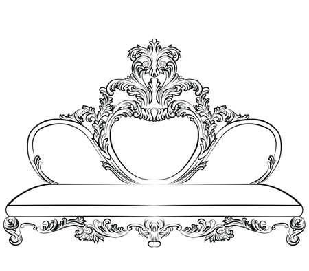 Royal Sofa in Baroque style with damask luxurious round elements ornaments. Vectorのイラスト素材
