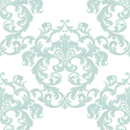 Vector Baroque floral Damask ornament pattern element. Elegant luxury texture for textile, fabrics or wallpapers backgrounds. Blue colorのイラスト素材