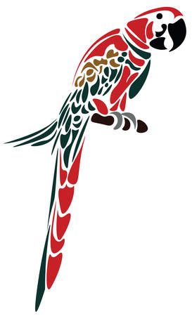 Parrot bird isolated on white. Vector sketch coloredのイラスト素材