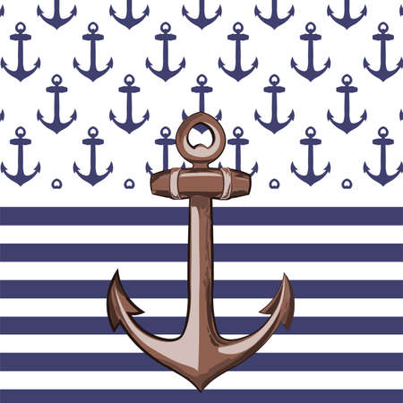 Nautical or marine themed pattern with anchor knots for yacht in square. Maritime theme pattern. Vectorのイラスト素材