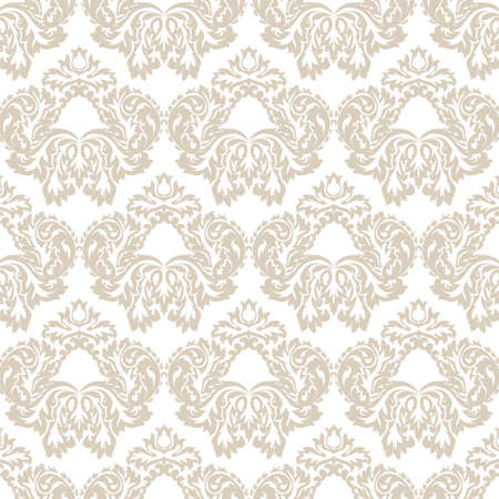 Vintage Classic Rococo Floral ornament damask pattern. Elegant luxury texture for wallpapers, backgrounds and invitation cards. Beige color. Vectorのイラスト素材
