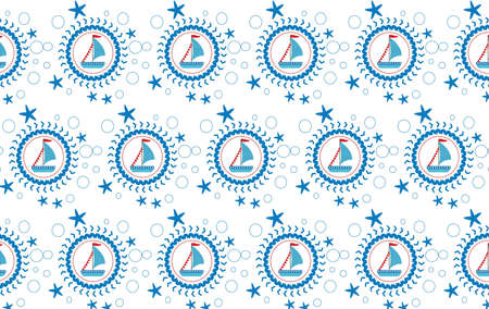 Ship Sailing pattern Nautical or marine themed pattern. Maritime theme pattern. Vectorのイラスト素材