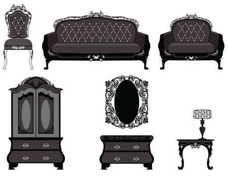 Classic royal ornamented furniture set. Vectorのイラスト素材
