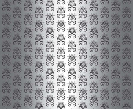 Vintagefloral ornament pattern wallpaper in silver color. Vectorのイラスト素材