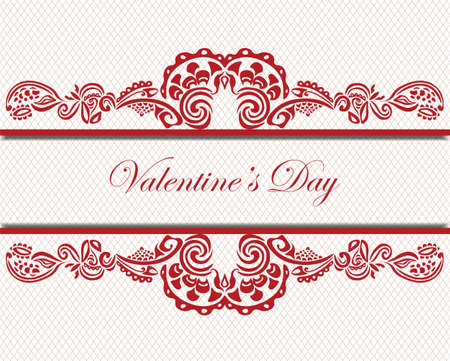 Valentine's Day Lace Card. Vector illustrationのイラスト素材
