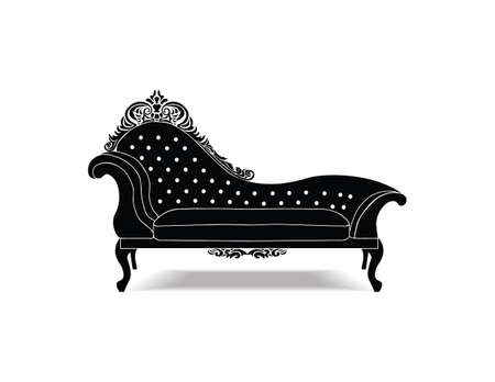 Classic Baroque royal bench with luxurious ornaments . Vector sketchのイラスト素材