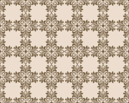 Vintage Abstract geometric floral classic pattern ornament. Vector background for cards, web, fabric, textures, wallpapers, tile, mosaic. Cream colorのイラスト素材