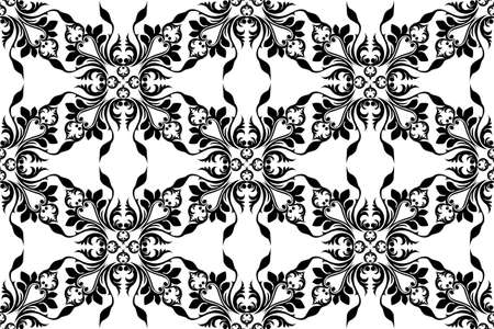Vintage Abstract geometric floral classic pattern ornament. Vector background for cards, web, fabric, textures, wallpapers, tile, mosaic. Black colorのイラスト素材