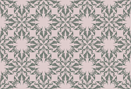 Vintage Abstract geometric floral classic pattern ornament. Vector background for cards, web, fabric, textures, wallpapers, tile, mosaic. rose quartz and gray colorのイラスト素材