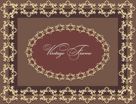 Vintage Abstract floral classic frame ornamented. Vector background for cards, web, photo, decor, wall, wallpapers, tile, mosaic. white colorのイラスト素材