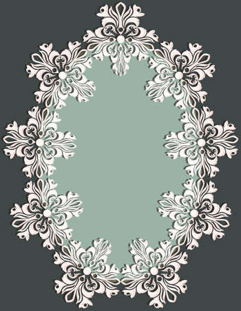 Vintage Abstract geometric floral classic frame ornamented. Vector background for cards, web, photo, decor, wall, wallpapers, tile, mosaic. white colorのイラスト素材