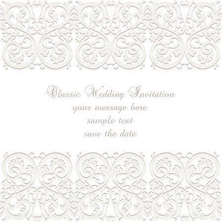 Wedding Lace card. Elegant ornate lace frame, vector greeting card or invitation のイラスト素材