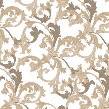 Vector damask pattern ornament. Exquisite Baroque template. Classical luxury fashioned damask ornament, Royal Victorian texture for wallpapers, textile, wrapping. Almond beige color ornamentのイラスト素材
