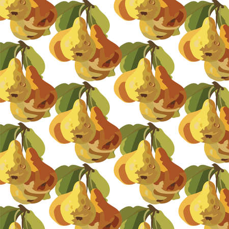 Watercolor Pears Fruits pattern background. Vector