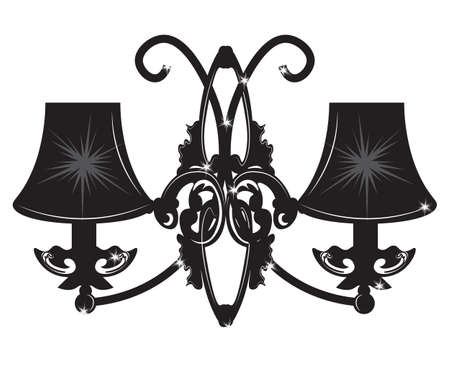 Baroque Elegant Rich Wall lamp with ornaments.Vector  Elegant Royal Baroque Style Wall lampのイラスト素材